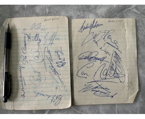 47/48 Aston Villa Football Autographs: Exercise book pages signed by 20 of the 1st division team including Goffin Lowe Cummin