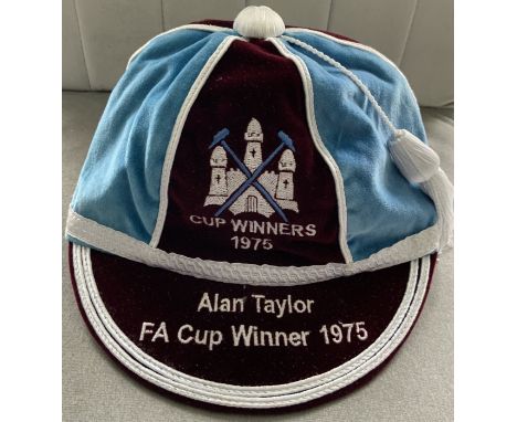Alan Taylor West Ham FA Cup Final Football Cap: Claret and blue attractive cap with embroidery of the club badge above Cup Wi