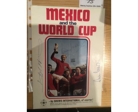 1966 England World Cup + West Ham Stars Signed Brochure: 1970 World Cup travel brochure by Shaws featuring Bobby Moore being 