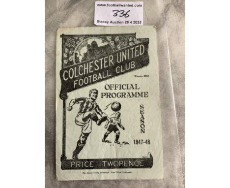 47/48 Colchester United v Exeter City Reserves Football Programme: Good condition with team changes and scores to team page. 