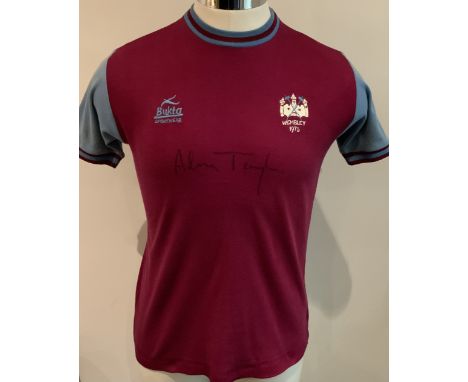 View Index. West Ham 1975 FA Cup Final Football Shirt: Bukta claret and blue shirt worn by double goalscorer Alan Taylor in t