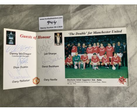 1994 Manchester United Double Team Signed Rare Card: Nice card featuring the double winners for an event by the Maltese Suppo