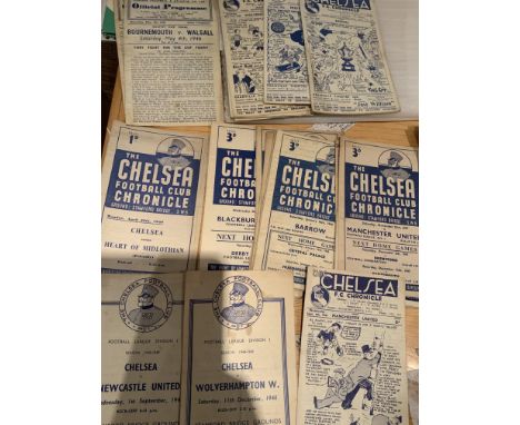 Chelsea Home Football Programmes: 45/46 Bournemouth v Walsall South Cup finals, Aston Villa, 46/47 x 11 including Manchester 