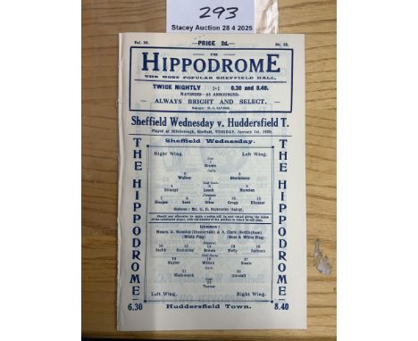 28/29 Sheffield Wednesday v Huddersfield Football Programme: Excellent condition ex bound with no team changes. Covers intact