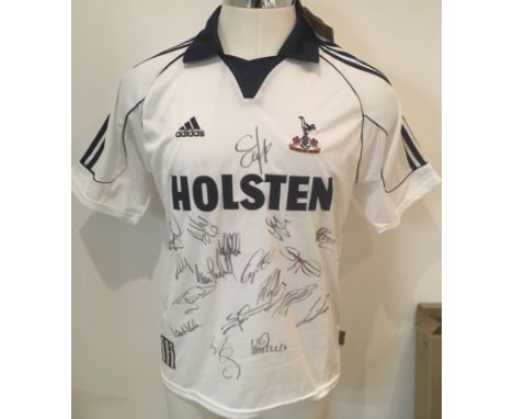 Tottenham 1999 - 2001 Signed Football Shirt: Brand new with tags home shirt in size medium signed by 18 players. Former prope