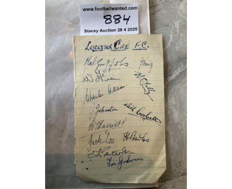 49/50 Leicester City Football Autographs: Exercise book pages signed by 12 of the squad. Includes Griffiths Adam Corbett and 