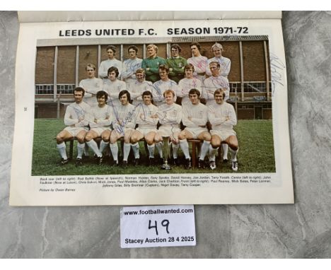 1972 FA Cup Final Leeds United Signed Football Programme: Colour squad picture inside is signed by 11 Leeds players including
