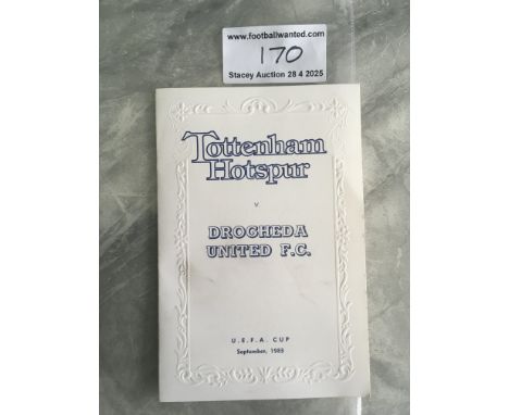 1983 Tottenham v Drogheda Football Menu: UEFA Cup match from September 1983. Inside is an invite from the directors of Spurs 