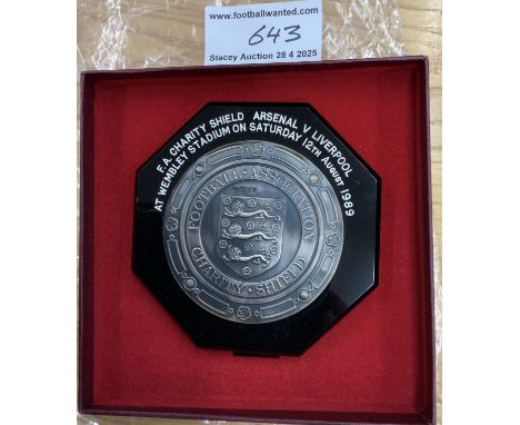 1989 Liverpool Charity Shield Football Plaque: Awarded to Bruce Grobbelaar who played in the match that Liverpool beat Arsena