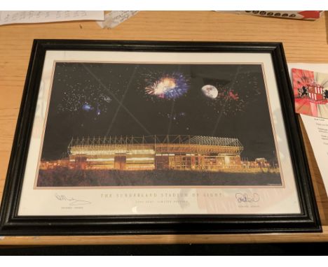 Sunderland Stadium Of Light Signed Football Photo: 18 x 13 inch picture of the new stadium at night lit up. Ltd edition signe