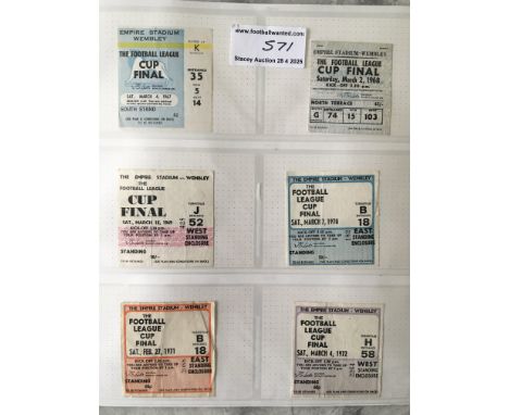 League Cup Final Football Ticket Collection: Complete run of tickets from the old Wembley from 1967 to 2000. Good condition s