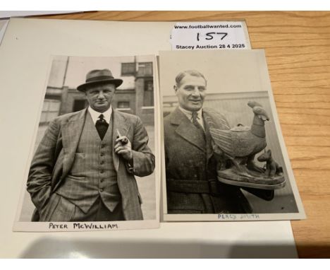 Tottenham Pre War Managers Football Postcards: Peter McWilliam and Percy Smith both with name hand written to lower border. P