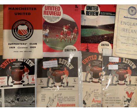 Manchester United Home Football Programmes: 46/47 Sheffield United poor, 47/48 Wolves Sunderland and England v Ireland School