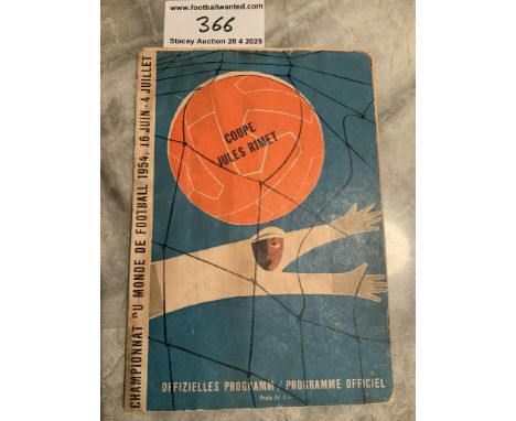 1954 World Cup Semi Final Football Programme: Uruguay v Hungary in fair condition with staples removed team changes and light