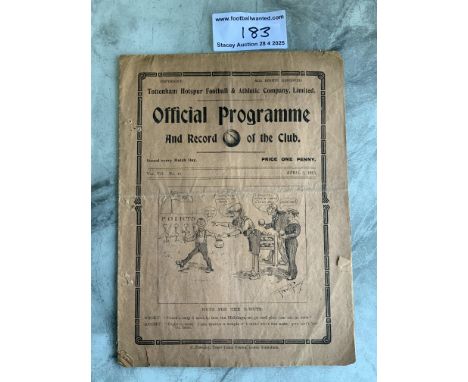 1914 - 1915 Tottenham v Newcastle United Football Programme: Rare season as first season of First World War. 8 page fold out 