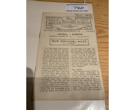 46/47 Arsenal v Everton Printers Proof Football Programme: Proof only written to cover with amendment changing programme numb