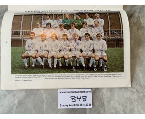 Leeds United 1972 Fully Signed FA Cup Winners Final Programme: Mint condition programme signed on centre team page by Don Rev