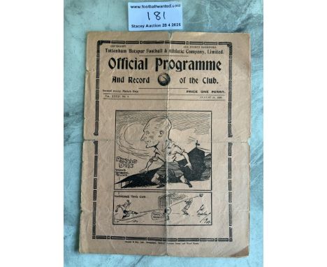 39/40 Tottenham v Birmingham City Football Programme: Rare defunct season dated 26 8 1939. Poor/fair condition after a repair
