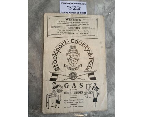 37/38 Stockport County v Sheffield United Football Programme: Fair/good condition Division Three programme with no team chang