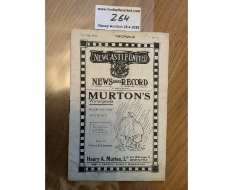 1922 - 1923 Newcastle United v Burnley Football Programme: Excellent condition 20 page programme for 1st Division match. No t