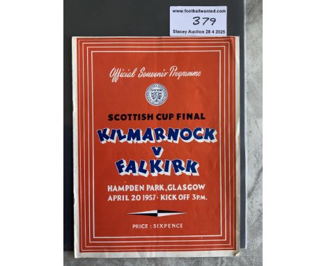 1957 Scottish Cup Final Football Programme: Kilmarnock v Falkirk played at Hampden Park in excellent condition with no team c