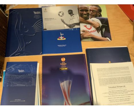Tottenham Press Packs + Annual Reports: Large heavy box with potentially 100 items to include share prospectuses, Champions L