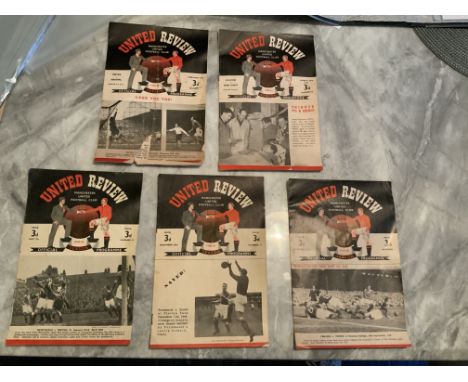 Manchester United Home Football Programmes: 48/49 Portsmouth, Liverpool, 49/50 Stoke, 50/51 Derby, Arsenal poor. Good unless 