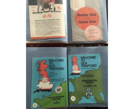 Manchester United Home European Football Programmes: From 56/57 to 94/95 stored in Manchester United hand made binders. Progr