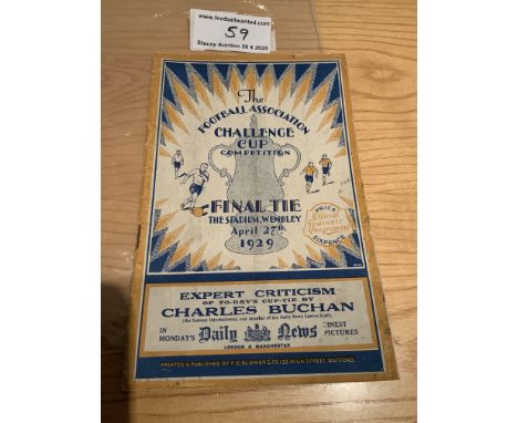 1929 FA Cup Final Football Programme: Bolton v Portsmouth in very good condition with no team changes. Rusty staples holding 