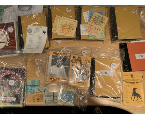 Wolves Football Programmes: Probable complete sets of homes from 66/67 to 77/78 in 14 official binders. C/W some sets of away