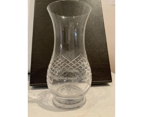 1992 Manchester City v Manchester United Crystal Vase Gift: Engraved Ken Barnes Testimonial 8 5 1992 and gifted to a Manchest