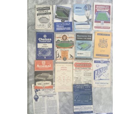 56/57 Portsmouth Away Football Programmes: Good condition private collection of aways in the league and cup to include Manche