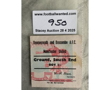 56/57 Bournemouth v Manchester United FA Cup Football Ticket: Tiniest mark on good condition ticket for match played on 2 3 1