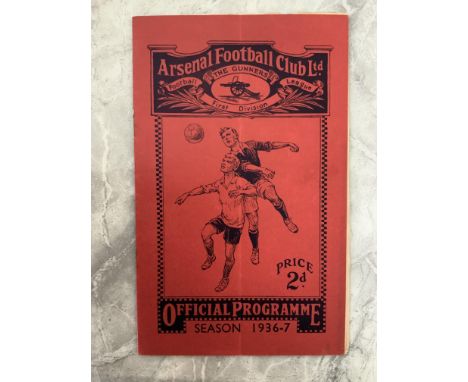 36/37 Arsenal v Manchester United FA Cup Football Programme: Very good condition with staples removed not rotted away. Team p