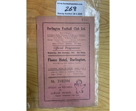 34/35 Darlington v Rochdale Football Programme: Very good condition with no team changes. Tiny tear on spine.