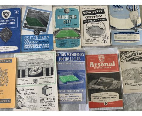57/58 Manchester United Away Football Programmes: Near complete season of Munich season league games except Chelsea and Aston