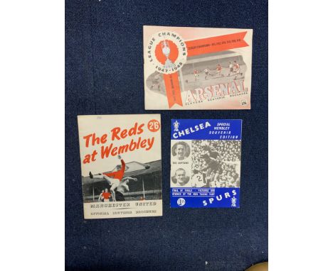 FA Cup Final Football Brochures: 1963 Manchester United, 1967 Tottenham plus a 47/48 Arsenal League Champions brochure. Good 