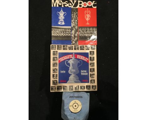Everton Liverpool + England Vinyl Football Records: 12 inch records one named Mersey Boot which one side has from the mid 60s