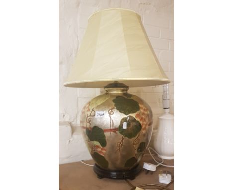 Very large ceramic table lamp with shade, overall height including shade 69cm. 