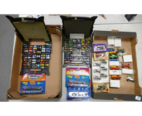 A large collection of Micro Machines Ultra Fast Model toy cars, some carded with additional LLedo &amp; Corgi items (2 trays)