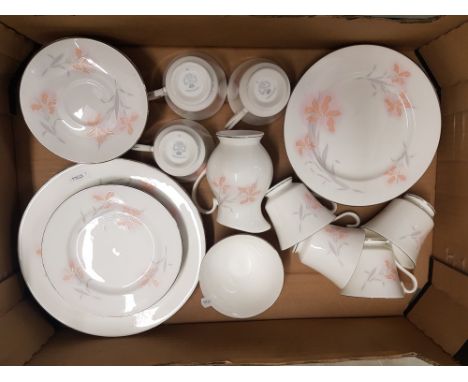 A collection of Royal Grafton Persuasion pattern tea and dinner ware to include 6 salad plates, 6 side plates, 2 rimmed soup 