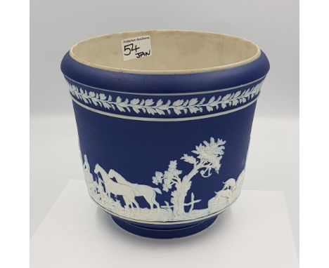 Adams jasperware large blue dip planter, height 20cm. 