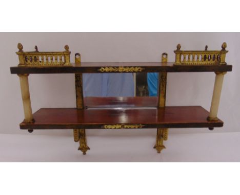 A continental wall shelf of rectangular form with marble and gilded wooden detail, 28 x 40cm