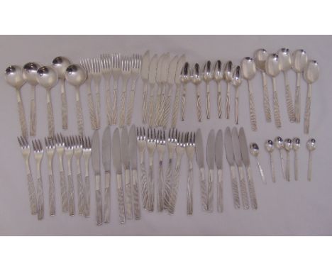 A quantity of Viners ribbed handled silver plated flatware for six place setting