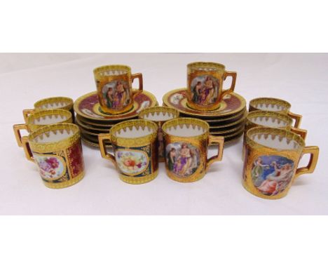 Vienna cabinet cups and saucers, decorated wwith gilding  (23)