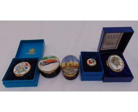 Five pill and patch boxes to include Halcyon Days and Crummles, three in original packaging (5)