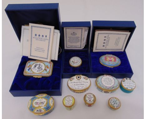 A quantity of Halcyon Days pill and patch boxes or Royal interest, three with original packaging with COAs (10)