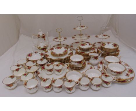 Royal Albert Old Country Roses dinner and tea service to include plates, cups, saucers, bowls, serving dishes, coffee pot and