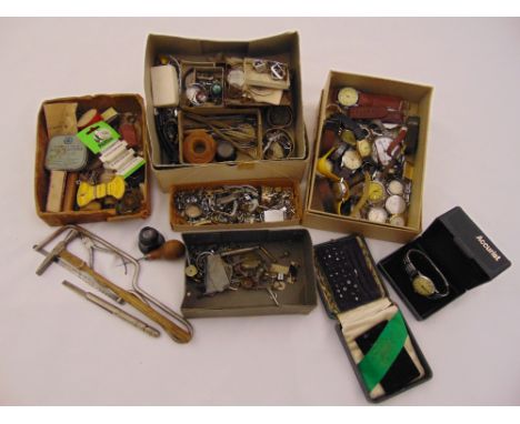 A quantity of watches, watch parts and tools