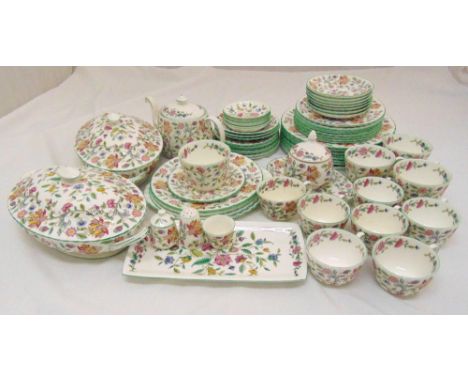 Minton Haddon Hall dinner and tea service to include plates, bowls, cups, saucers and serving dishes (63)